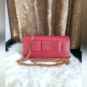EUC PRADA Fiocco Pink Long Wallet
